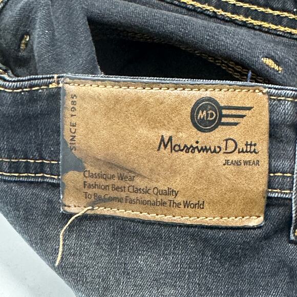Massimo Dutti Tapered Slim Jeans Men Size 33 Gray Button Fly Faded Look Denim - Picture 9 of 9